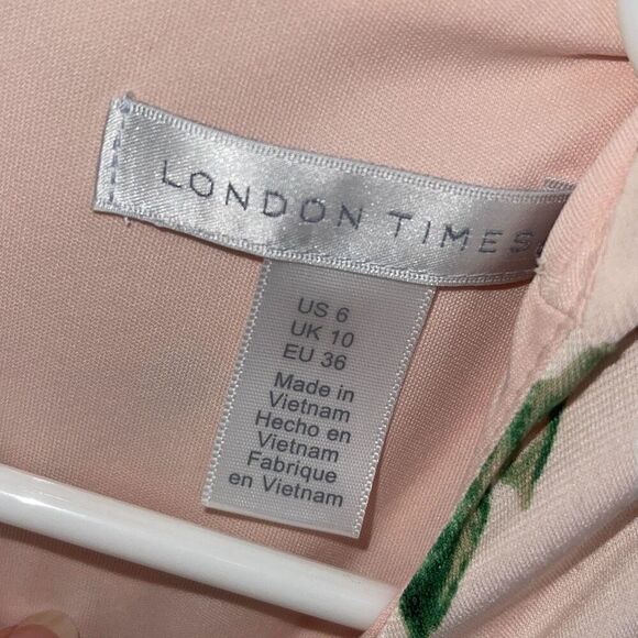 London Times Womens Floral Elastic Waistband Jumpsuit Dress Multicolor Size 6 NW - Picture 7 of 12